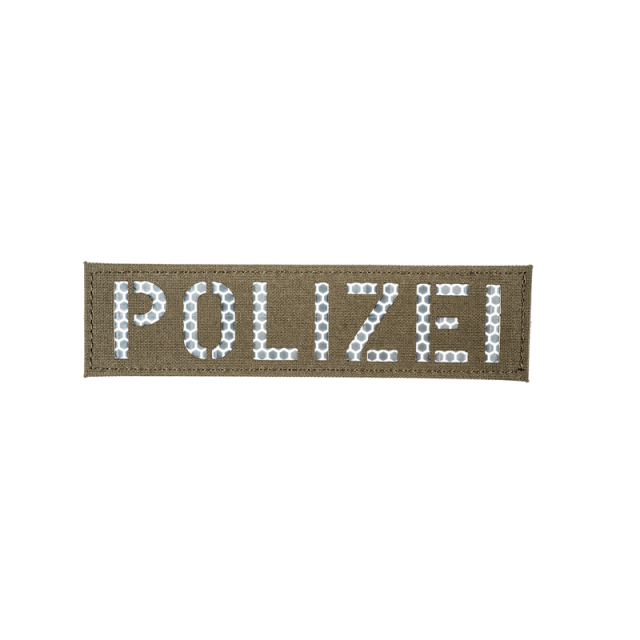 Lasercut Patch "POLIZEI" Steingrau Oliv Weiß reflektierend
