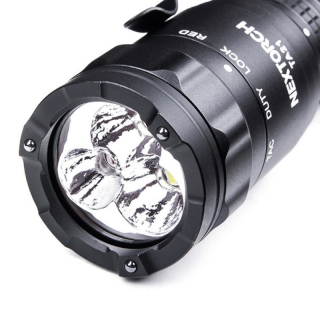 NEXTORCH TA21 Taktische LED Taschenlampe, 1300 Lumen weiß, 150 Lumen rot, Kopf mit Nano- Keramik Glasbrecher, Stroboskopfunktion, inkl. FR-1 Führungshilfe